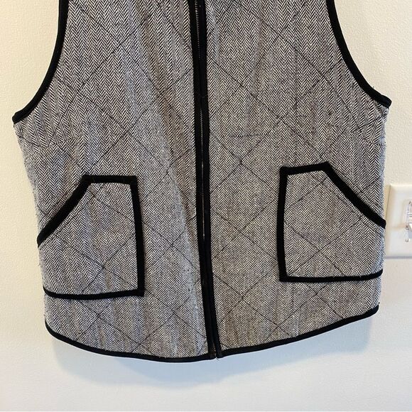 41 Hawthorne quilted vest womens XL herringbone black and white preppy - Picture 3 of 8